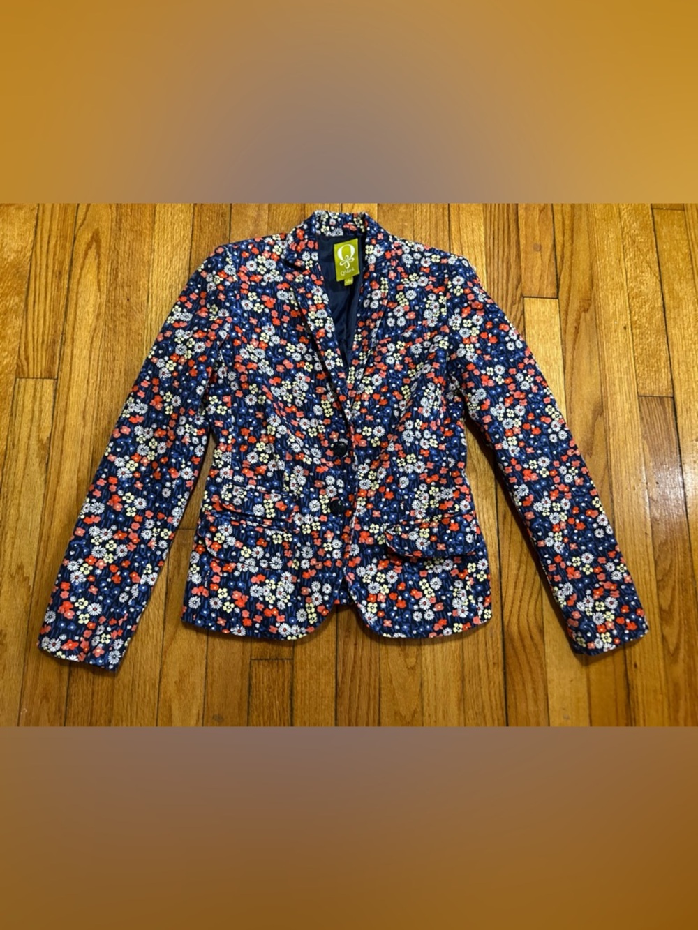 QMack Womens Blazer Size 0 Multicolor Floral Buttons Long Sleeve
